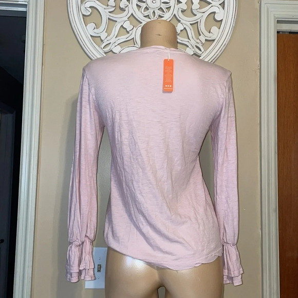 Sundry women’s shirt small 4 6 top Pima long sleeve poet flutter cuff  pink NWT - Picture 5 of 9